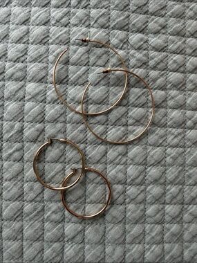 Gold Hoop Earrings Set of 2 - Minimal Women's Jewelry
